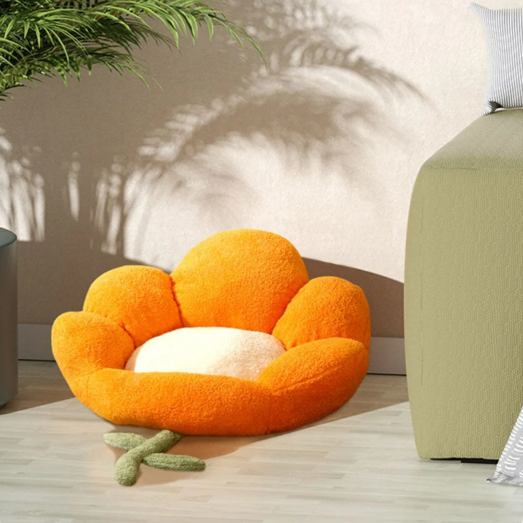 Cute Cat Hiding Warm Cozy House Bed Orange Flower Pet Sleeping Bed