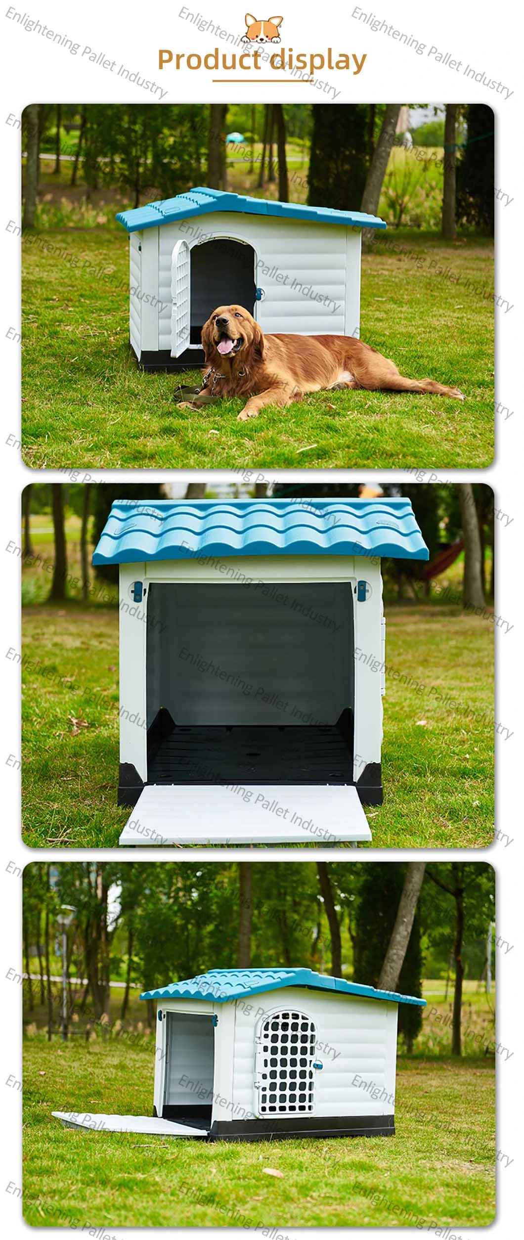 Wholesale Two Doors Outdoor Indoor Waterproof Plastic Pet Dog House Dog Kennel Removable Breathable OEM Custom Modern Luxury Plastic Dog House