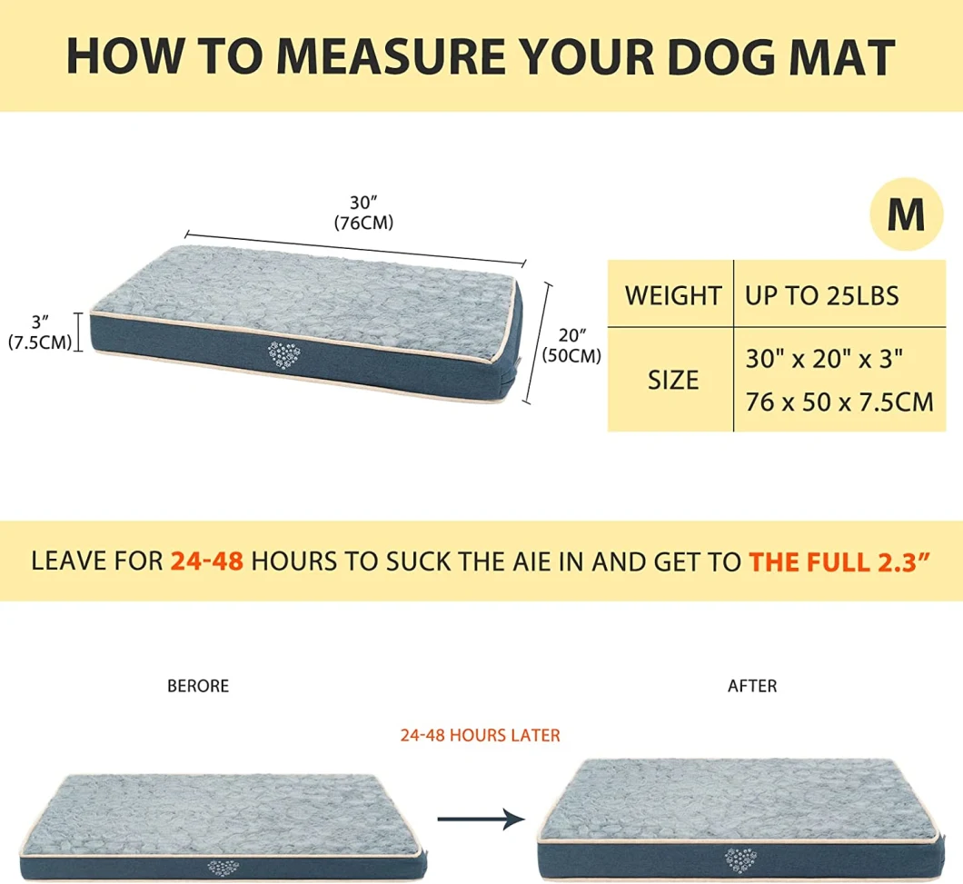 Removable Washable Crate Pad Bed Mat Pet Crate Mattress for Cats and Dogs